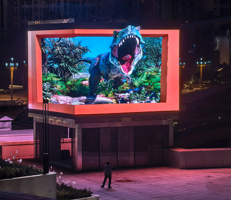 Wide-format outdoor P4 four-sided right-angle naked-eye 3D screen 4.48m*9.56m*4=171㎡